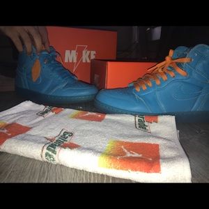 Retro Air Jordan 1’s, blue Gatorade.